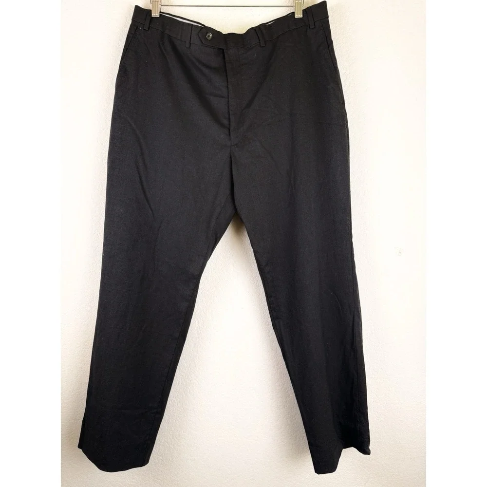 Hart Schaffner Marx Mens Black Straight‎ Leg Wool Blend Trouser Dress Pants 40R